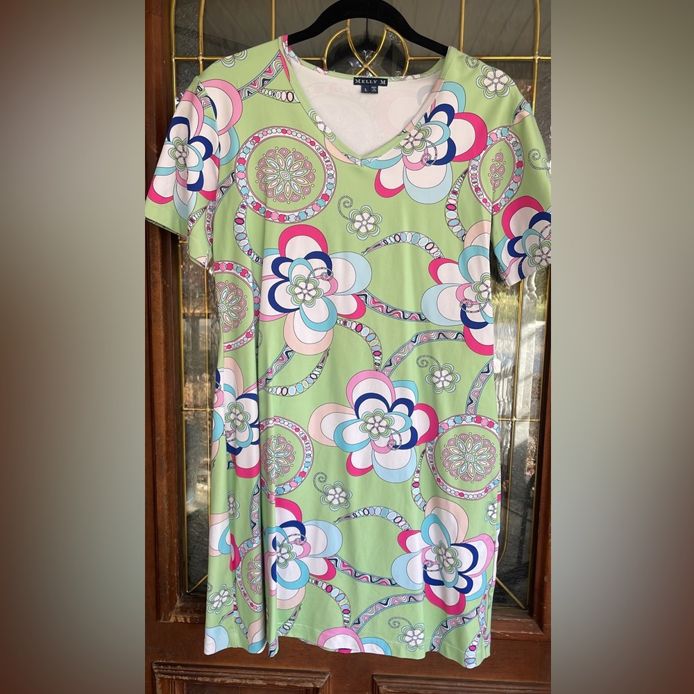 Melly M dress, size Large, light green print